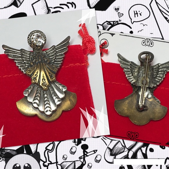 Guardian Angel Themed Vintage Antique Pin, Brooch - Picture 2 of 2